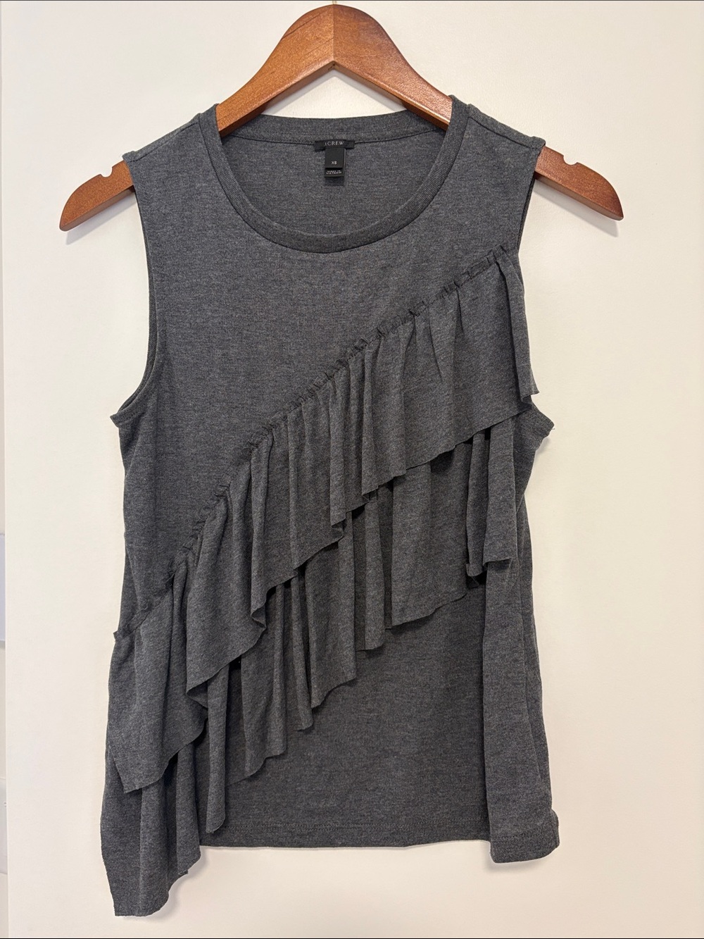 Sleeveless Charcoal Gray Ruffle Tank Top